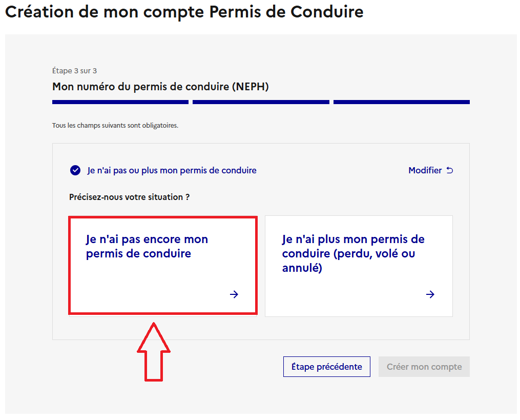 Confirmation de l'absence de permis